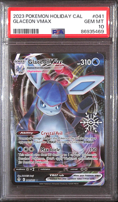 PSA10- 2023 Pokemon - Glaceon Vmax 041/203 - Holiday Cal Graded Card