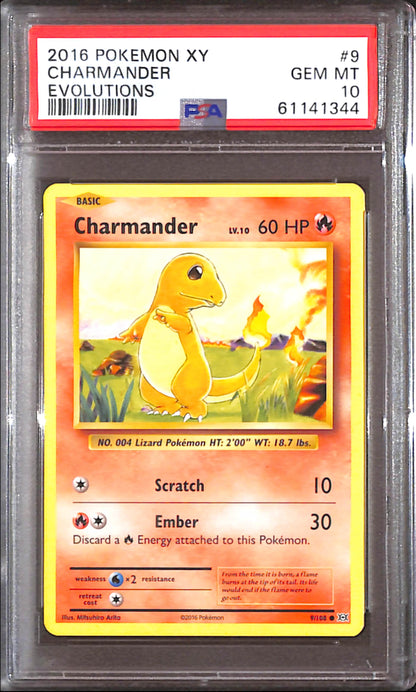 PSA10- 2016 Pokemon - Charmander 9/108 - Evolutions Graded Card