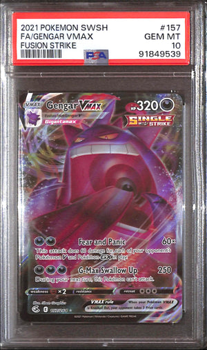 PSA10- 2021 Pokemon - FA/Gengar Vmax 157/264 - Fusion Strike Graded Card