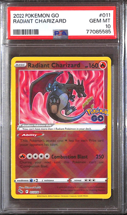 PSA10- 2022 Pokemon - Radiant Charizard 011/078 Graded Card