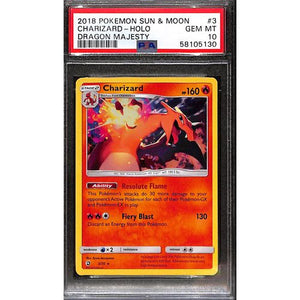 PSA10 - 2018 Pokemon - Sun & Moon Charizard Holo 3/70 Dragon's Majesty - TCGroupAU