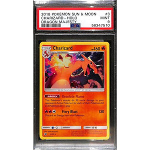 PSA9 - 2018 Pokemon - Sun & Moon Charizard Holo 3/70 Dragon's Majesty - TCGroupAU