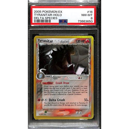 PSA8 - 2005 Pokemon EX Tyranitar Holo 16/113 Delta Species - TCGroupAU