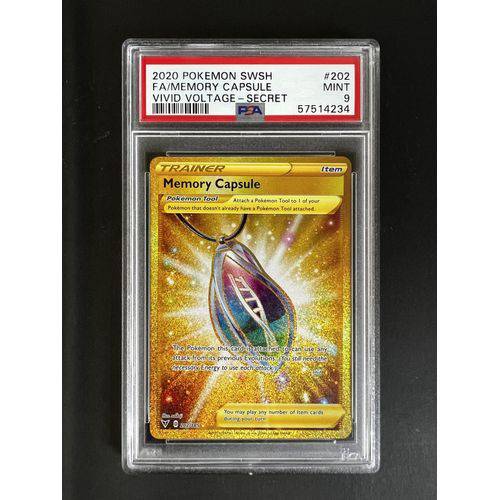 PSA9 2020 Pokemon Swsh - Memory Capsule Gold - 202/185 - Vivid Voltage Graded Card