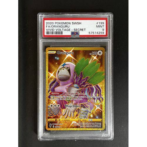 PSA9 2020 Pokemon Swsh - Oranguru Gold - 199/185 - Vivid Voltage Graded Card