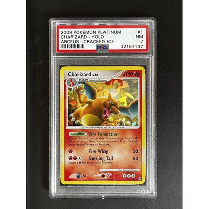 PSA7 - 2009 Pokemon Platinum Charizard - Holo Arceus Cracked Ice - 01/99 Graded Card