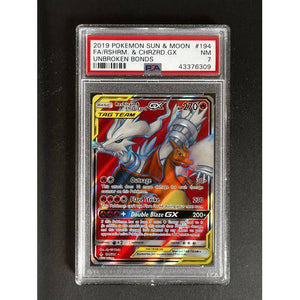 PSA7 - 2019 Pokemon Sun & Moon - FA Reshiram & Charizard GX - 020/214 - Unbroken Bonds Graded Card