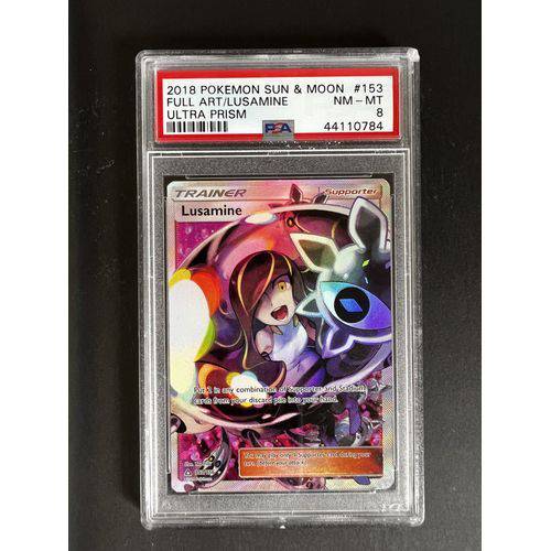 PSA8 2018 Pokemon Sun & Moon - Lusamine Full Art - 153/156 - Ultra Prism Graded Card