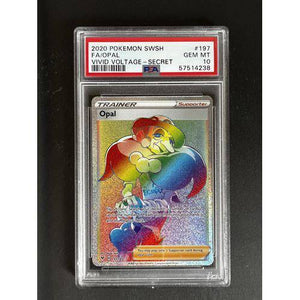 PSA10 2020 Pokemon Swsh - Opal Rainbow - 197/185 - Vivid Voltage Graded Card