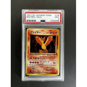 PSA9 1997 Pokemon Japanese Moltres Holo - 146 - Fossil Graded Card