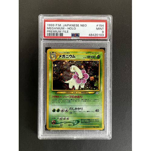 PSA9 1999 Pokemon Japanese Meganium Holo - 154 - Neo Premium Graded Card