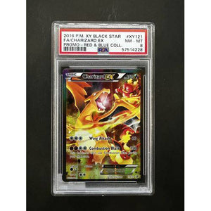 PSA8 2016 Pokemon FA Charizard EX Promo - XY121 - Black Star Red & Blue Collection Graded Card