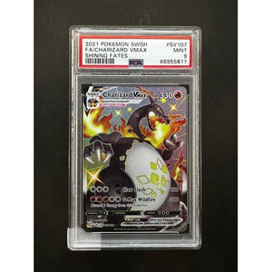 PSA9 2021 Pokemon FA Charizard VMAX - SV107/SV122 - Shining Fates Graded Card