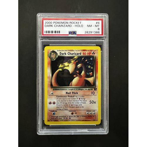 PSA8 2000 Pokemon Dark Charizard Holo - 4/82 - Rocket Graded Card