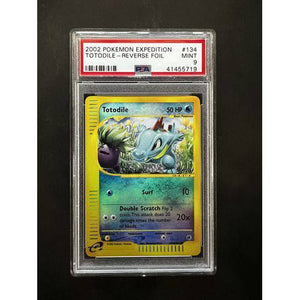 PSA9 2002 Pokemon Totodile Reverse Foil - 134/165 - Expedition Graded Card