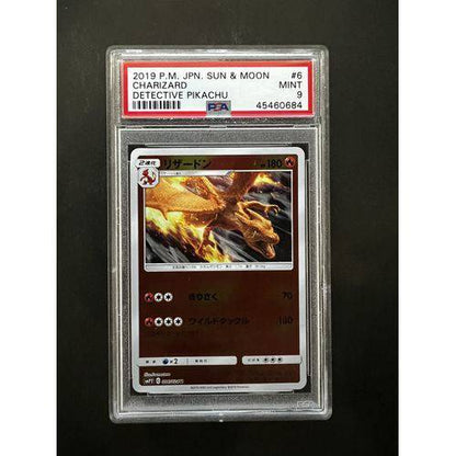 PSA9 2019 Pokemon Japanese Charizard - 006/024 - Sun & Moon Detective Pikachu Graded Card