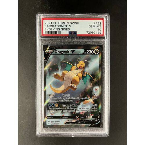 PSA10 2021 Pokemon FA/Dragonite V 192/203 - Evolving Skies Graded Card