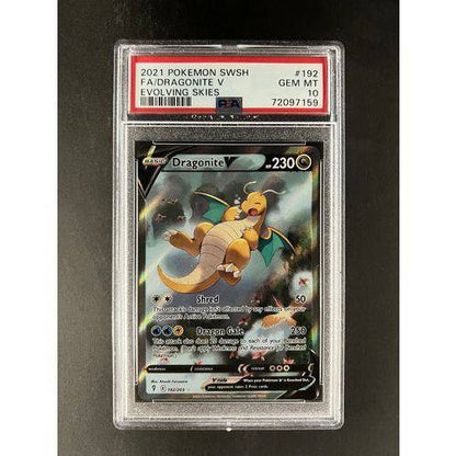 PSA10 2021 Pokemon FA/Dragonite V 192/203 - Evolving Skies Graded Card