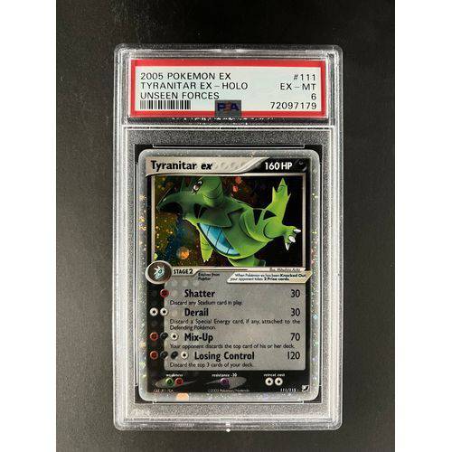 PSA6 2005 Pokemon Tyranitar Ex Holo 111/115 - Unseen Forces Graded Card