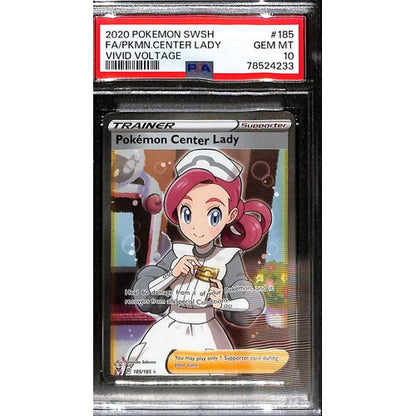 PSA10 - 2020 Pokemon FA/Pokemon Center Lady 185/185 Vivid Voltage - TCGroupAU