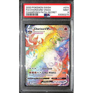 PSA9 - 2020 Pokemon - FA/ Charizard Vmax 074/073 - Champion's Path Graded Card