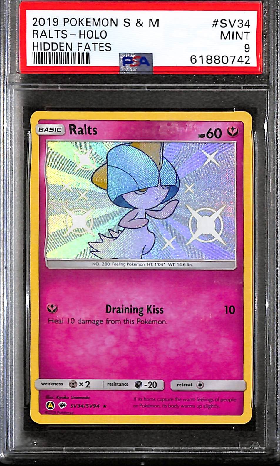 PSA9 - Pokemon - Ralts - SV34/SV94  - Hidden Fates - TCGroupAU