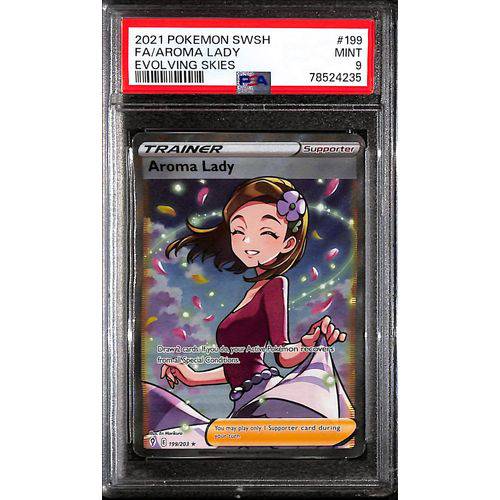 PSA9 2021 Pokemon SWSH FA/Aroma Lady 199/203 - Evolving Skies - TCGroupAU