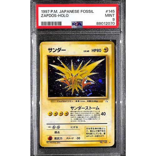 PSA9 - 1997 Pokemon Japanese - Zapdos Holo 145 Fossil - TCGroupAU