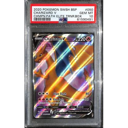 PSA10 - 2020 Pokemon - Charizard V SWSH050 - Champion's Path Trainer Box Graded Card