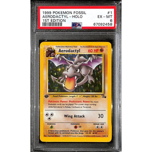 PSA10 - 1999 Pokemon - Aerodactyl Holo 1st Edition 1/62 Fossil - TCGroupAU