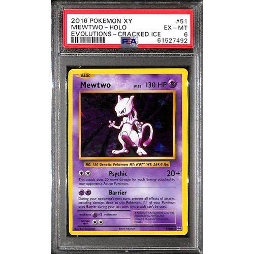 PSA6 - 2016 Pokemon - Mewtwo Holo 51/108 - Evolutions Cracked Ice Graded Card