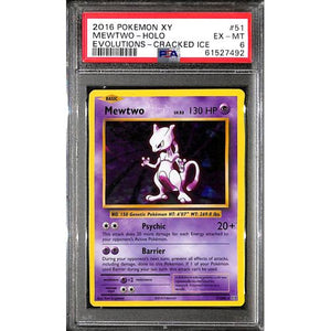 PSA6 - 2016 Pokemon - Mewtwo Holo 51/108 - Evolutions Cracked Ice Graded Card