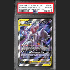 PSA10 - 2019 Pokemon - FA/ Mewtwo & Mew Gx SM191 - Promo Partnership Tins Graded Card